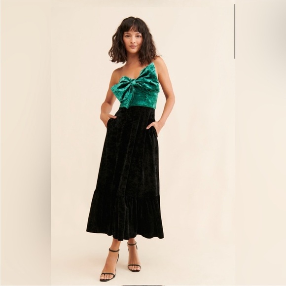 Anthropologie x Hutch Bow-Front Velvet Dress Size 4P NWT - Picture 1 of 14